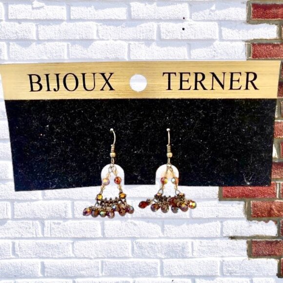 Bijoux Terner Vintage Beaded Dangle Earrings on Original Card Wire Pierced Ears - Picture 2 of 5